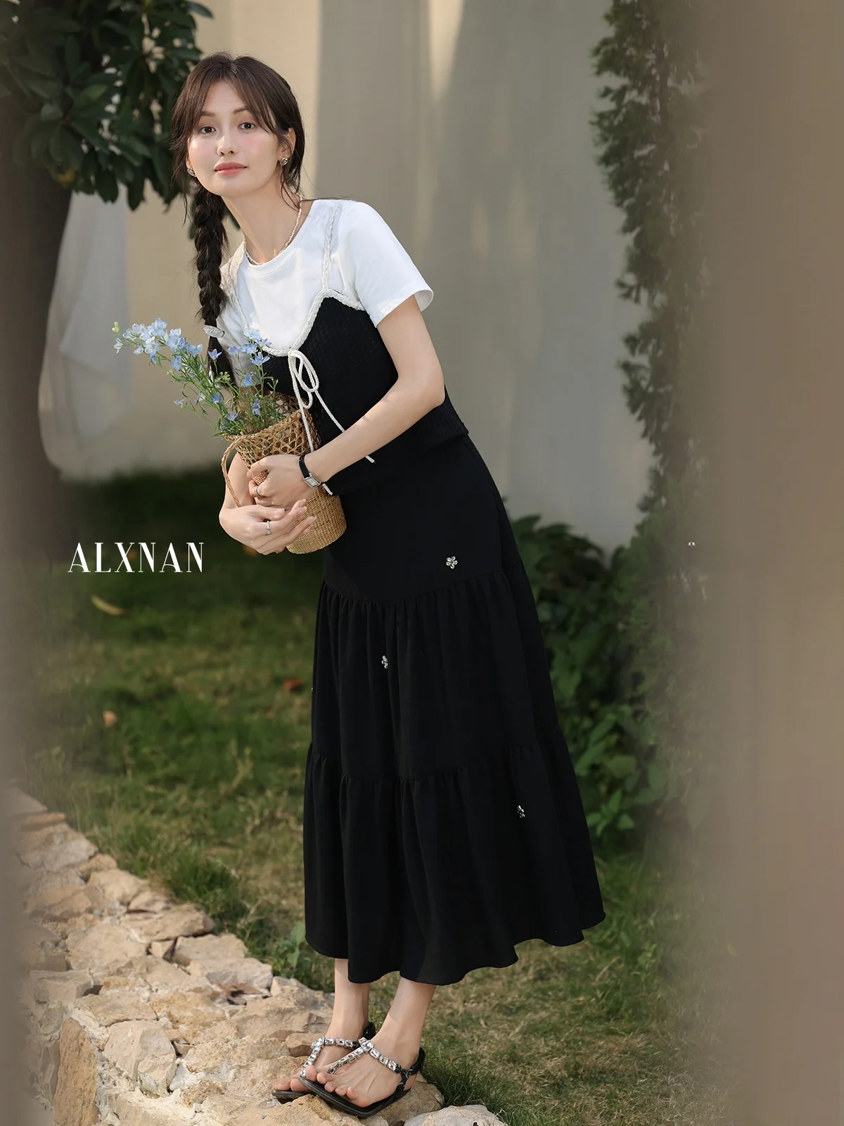 

Ele ort Sve T-irt And Skirt Set Women's Summer New Sle Waist-Cinching Midi Skirt Casual Sle Faion Set