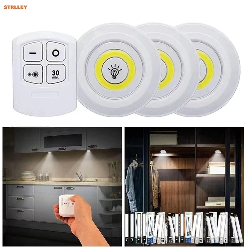 

STRLLEY LED Under Cabinet Lights with Remote Control Battery Operated LED Closets Lights Wardrobe Bathroom Lighting Night Lights