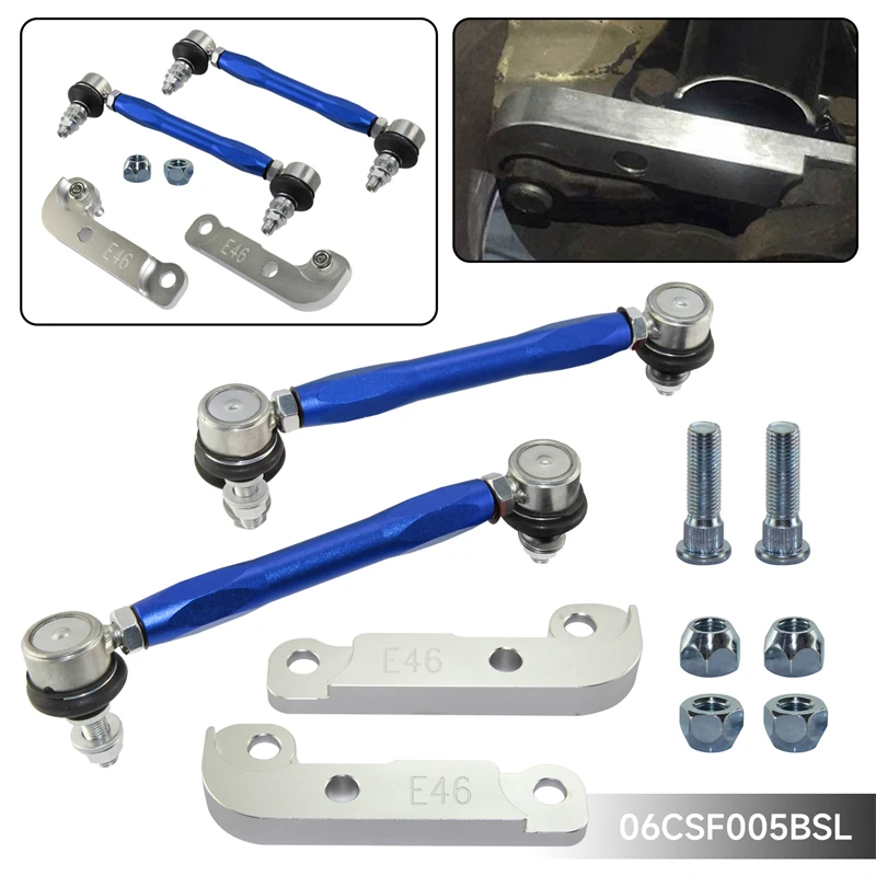 Tuning Drift turn angles 25%-30% + Sway Bar Drop Links Kit Fits For BMW E46 98-06 Black/Red/Blue/Silver