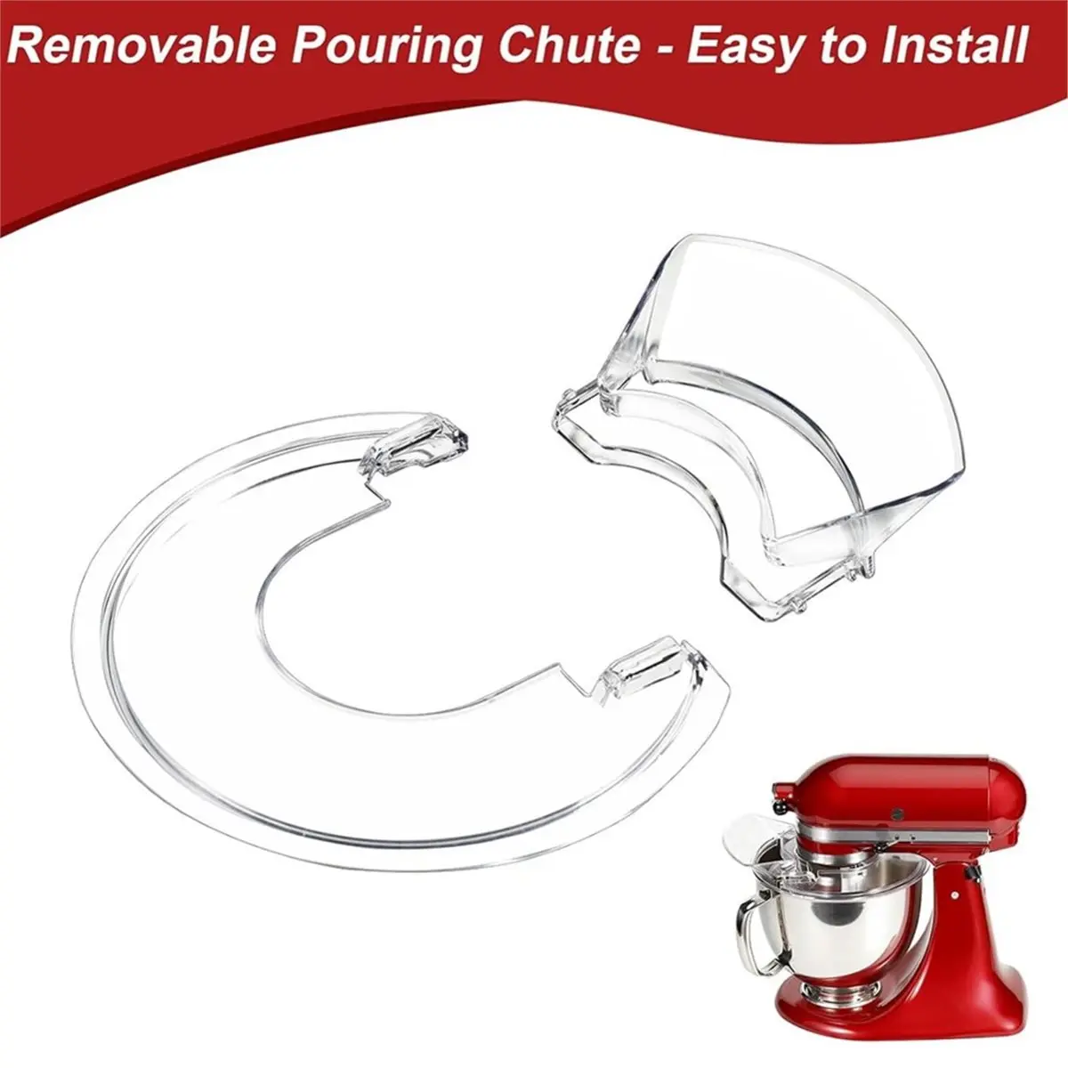 Pouring Shield for 4.5-5 Qt Tilt-Head Mixer, Splash Guard Cover with Removable Pour Spout
