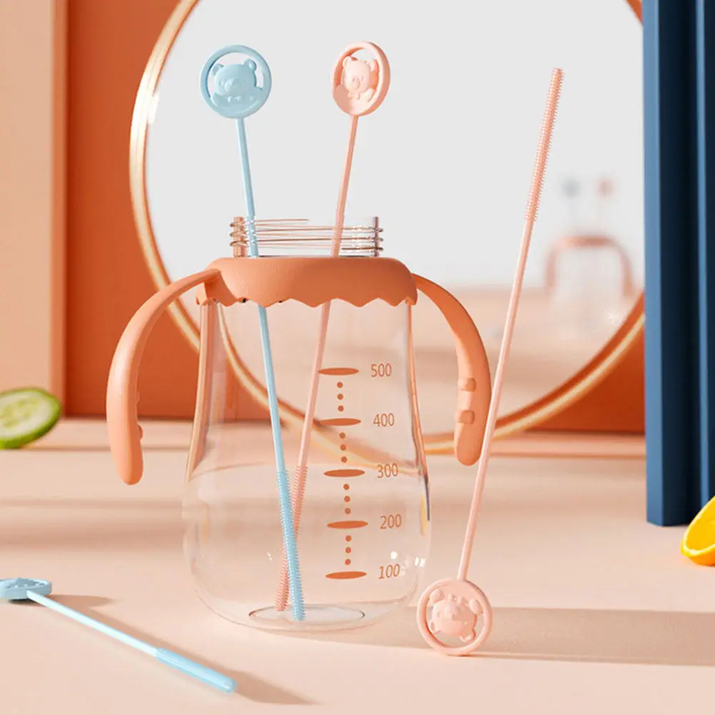 Straw Cleaner Brush Reusable Silicone Stainless Steel Portable Bottle Brush for Straws Teapots and Tubes