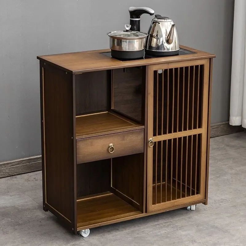 for Movable Coffee Table Side Table Boiling Water Cabinet Tea Table Side Cabinet Kettle Integrated Tea Cabinet Tea Rack