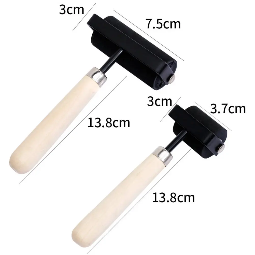 2Pcs Lightweight Rubber Roller with Solid Wooden Handle Ideal for Ink Glue Spreading Stamping Printing Carved Blocks Easy
