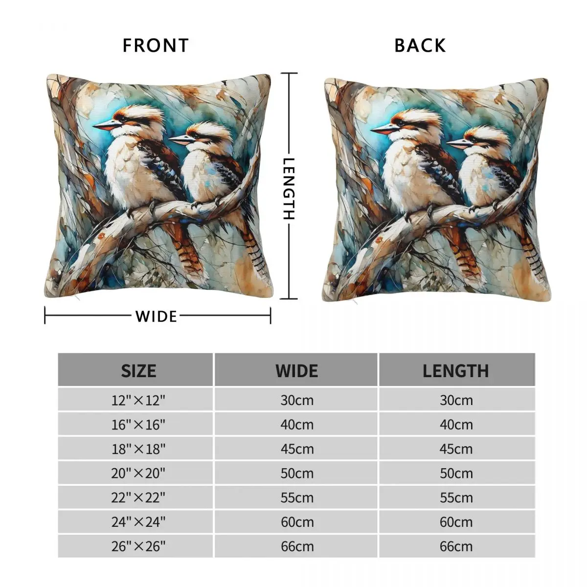 Kookaburras 9 Square Pillowcase Polyester Linen Velvet Creative Zip Decor Throw Pillow Case Car Cushion Cover 18