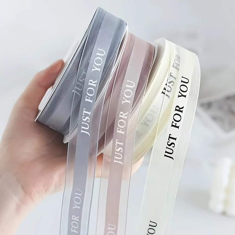 3 PCS Gentle Tricolor Gauze Ribbon, Ins Style Transparent Mesh DIY Bow Ribbon Printed Cake Gift Box Decoration Ribbon