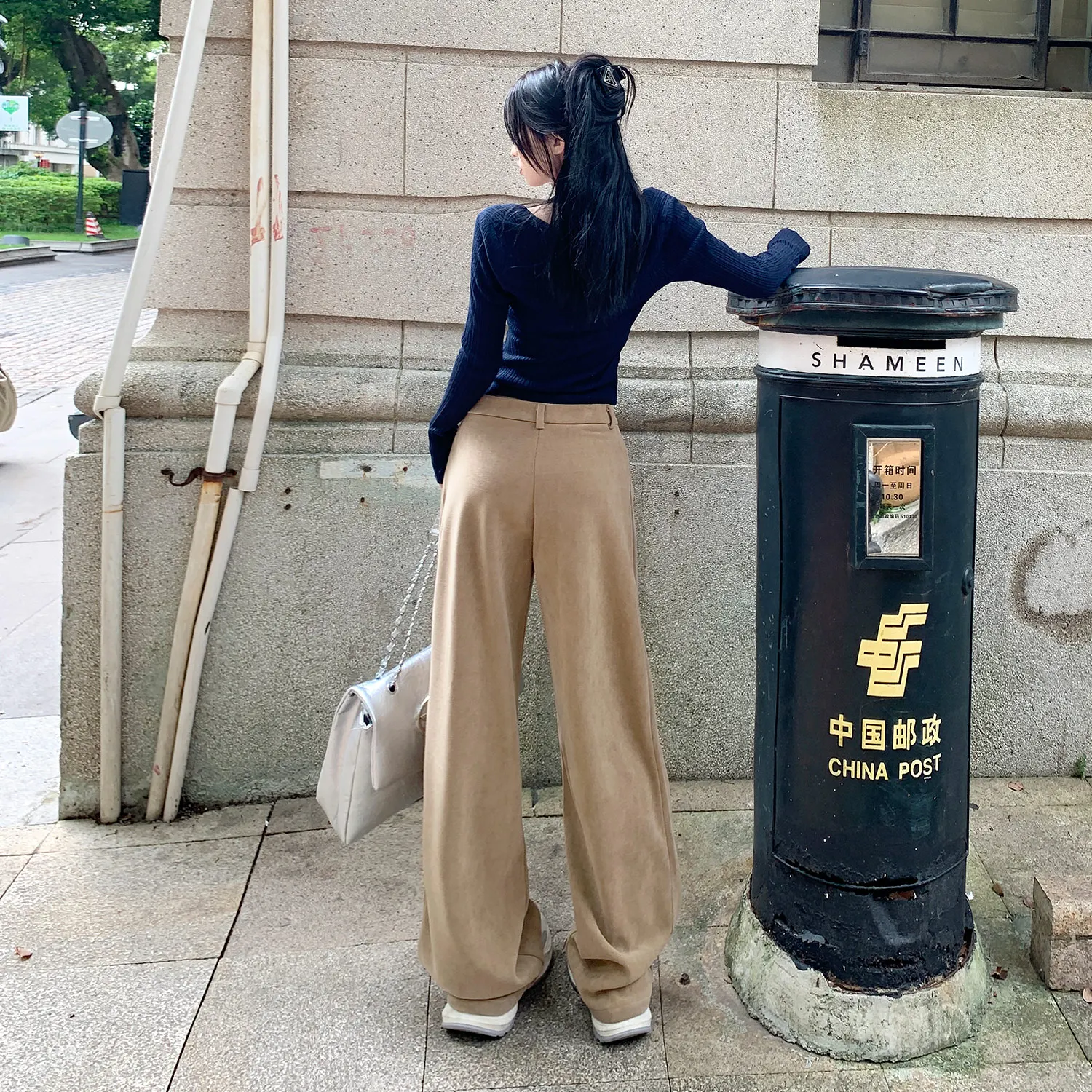 Shascullfites Autumn And Winter College Style Straight Pants Corduroy Wide-leg Pants Women's High Waist Drape Casual Pants