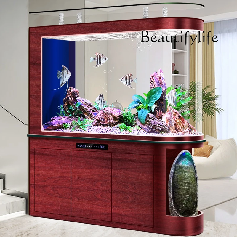 

Fish tank living room new bottom filter medium and large entrance door porch partition aquarium