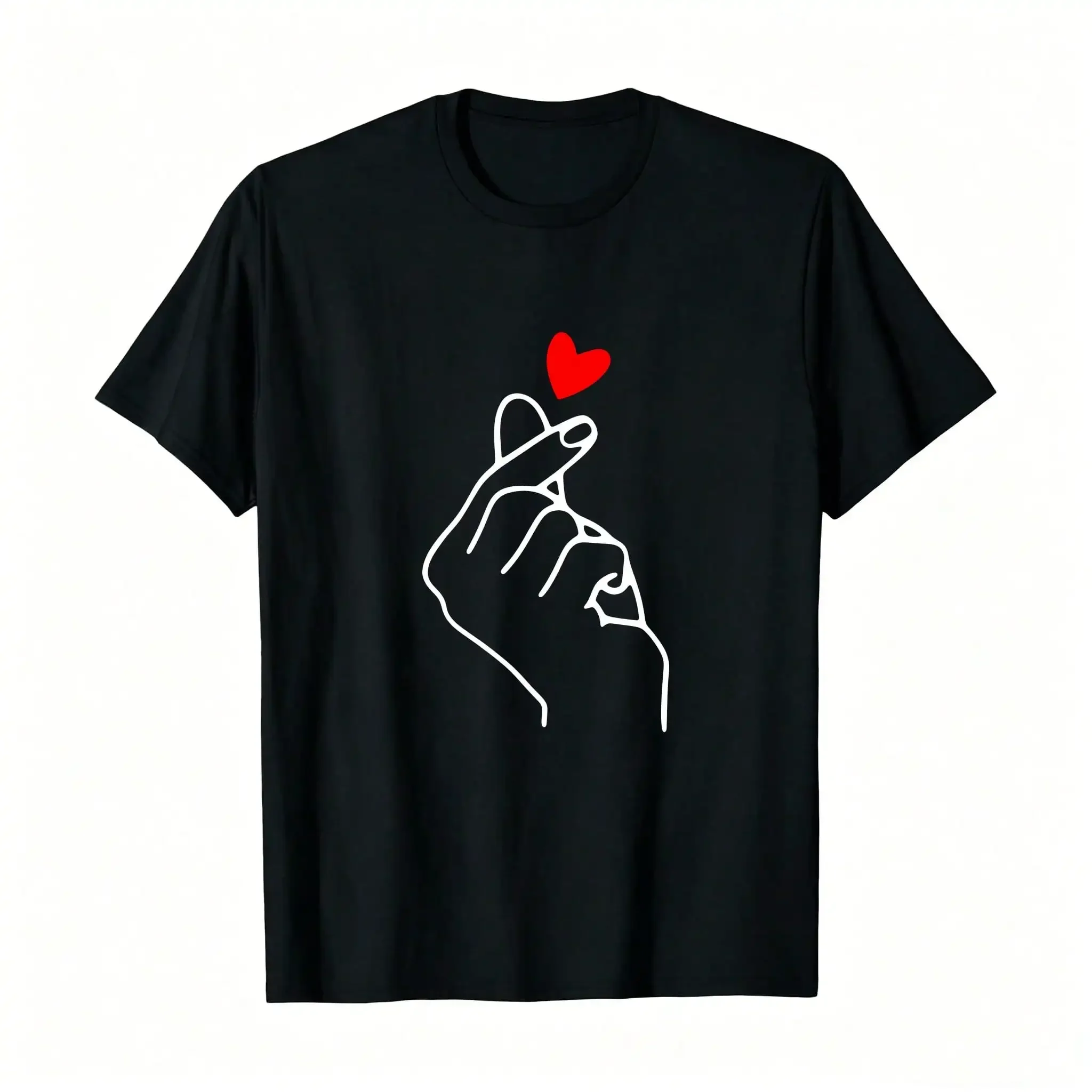 Women's Casual Heart Print Crew Neck Short Sleeve T-Shirt_,Breathable And Comfortable Short-Sleeved Round-Neck Top, Suitable For All Seasons, Everyday Wear For Women