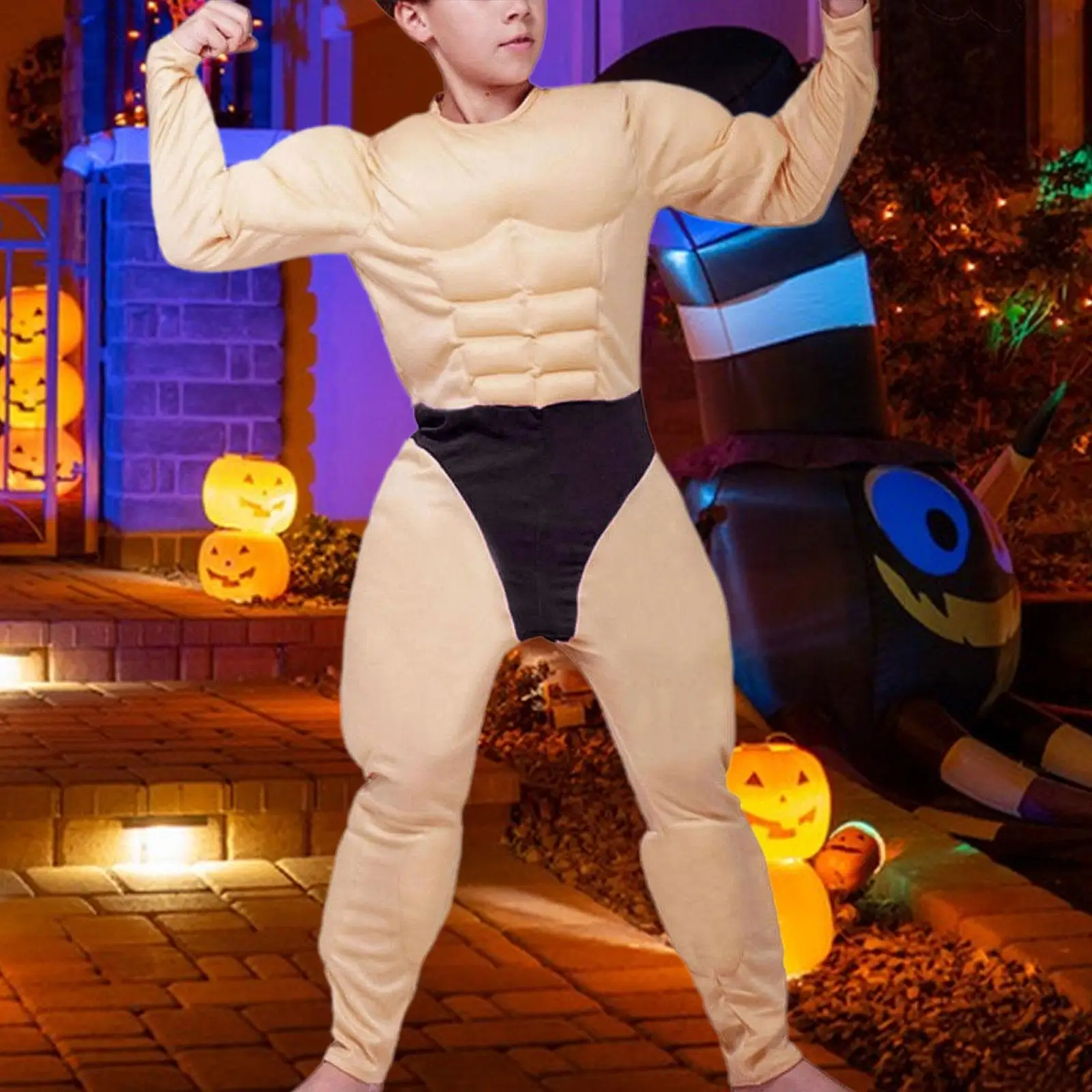 Casual Muscle Padded Jumpsuit Costume Comfortable Soft Fabric Halloween Cosplay Outfit Funny Fancy Dress for Theme Party