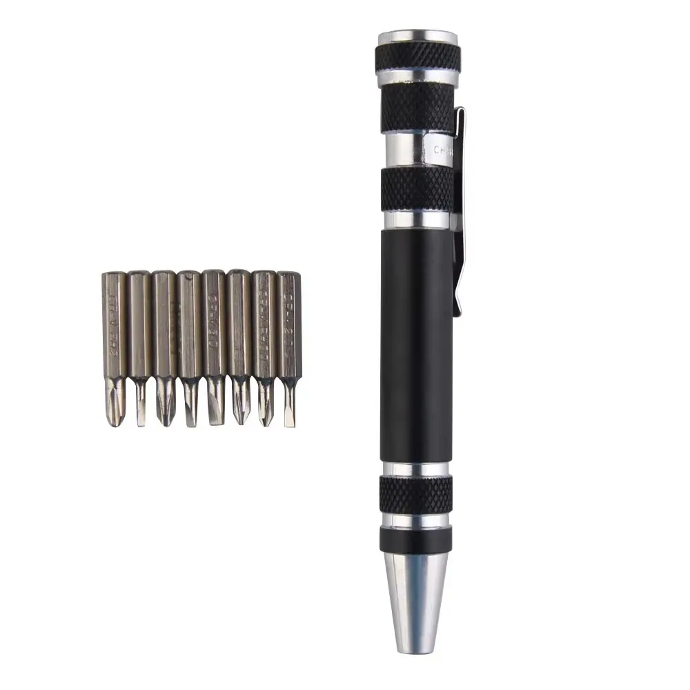 8 In 1 Pocket Screwdriver Set Aluminum Alloy Changeable Bits Precision Screwdriver Pen Magnetic Bits Precision Bits Multitool
