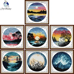 Sunset Collection pittura Kit punto croce ricamo fai da te Aida 14CT 11CT tessuto bianco stampa ago e filo ricamo Set