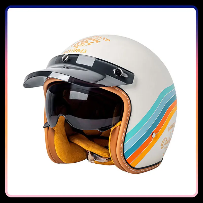 

Retro Jet Helmet Vintage Open Face Helmet DOT Men Women 3/4 Motorcycle Helmets for Moto Pilot Moped Scooter Cruiser Half Cascos