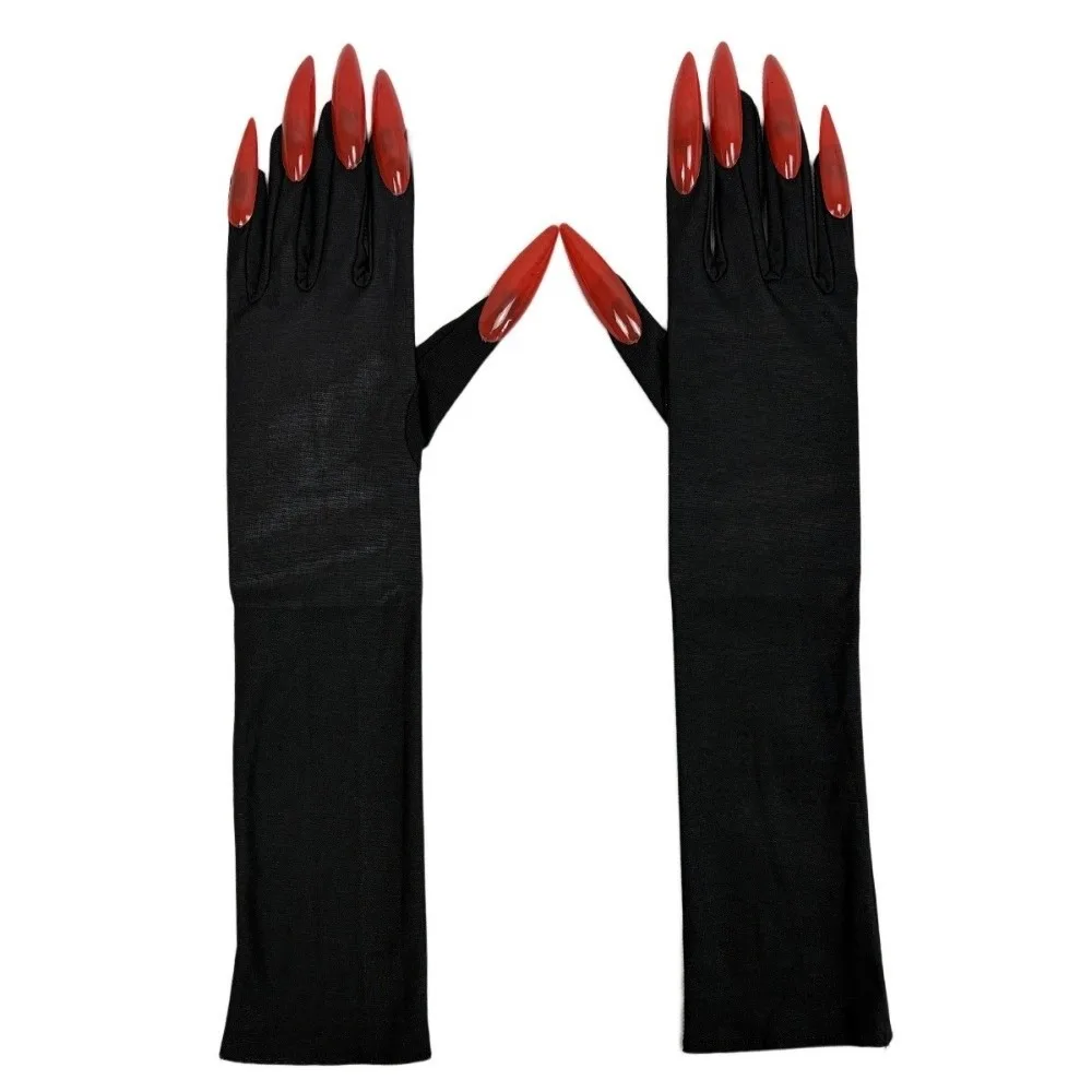 Fancy Props Halloween Cosplay Gloves Solid Color Long Nails Witch Cosplay Costume Long 43cm Ghost Claw Mittens Dress Up Gloves