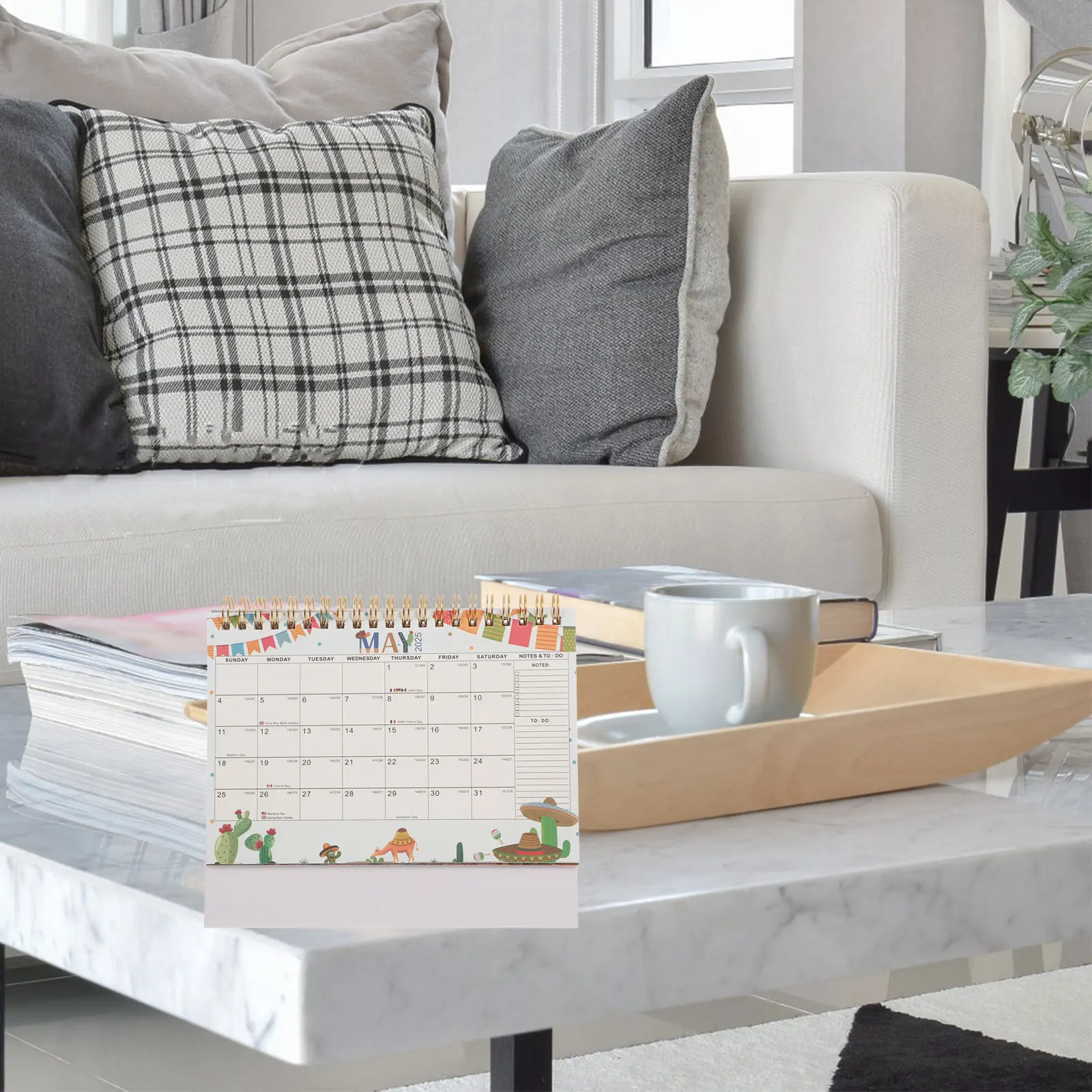 

Desk Decor Aesthetic Calendar Desktop Decoration Home with Stand Table Office Year