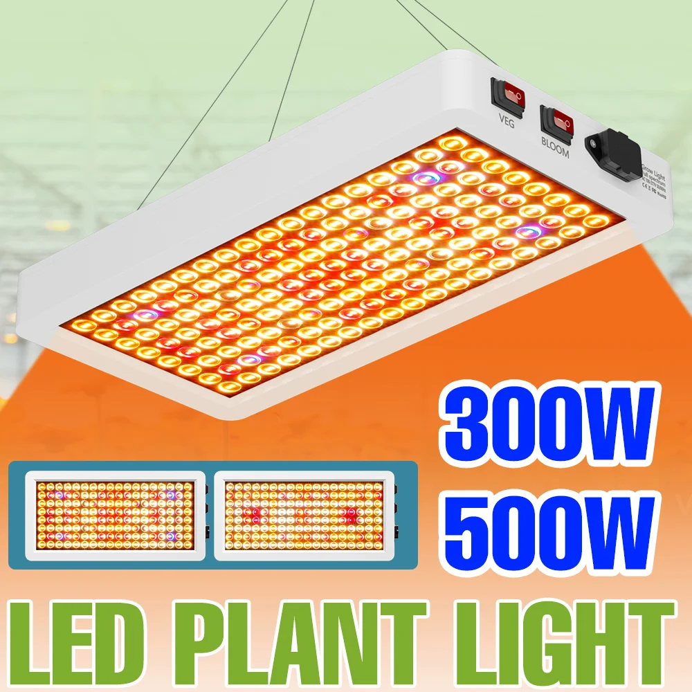 

500W LED Grow Lights Full Spectrum Hydroponics Cultivation Plant Lamp 220V Indoor Greenhouse Tent Succulent Vegs Fill Lighting