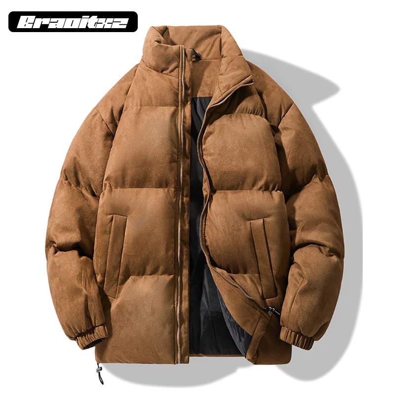 New Men Autumn Winter Fashion Casual Outdoor Windproof Keep Warm High Quality Jacket Coats Men Suede Stand Collar Jacket Men