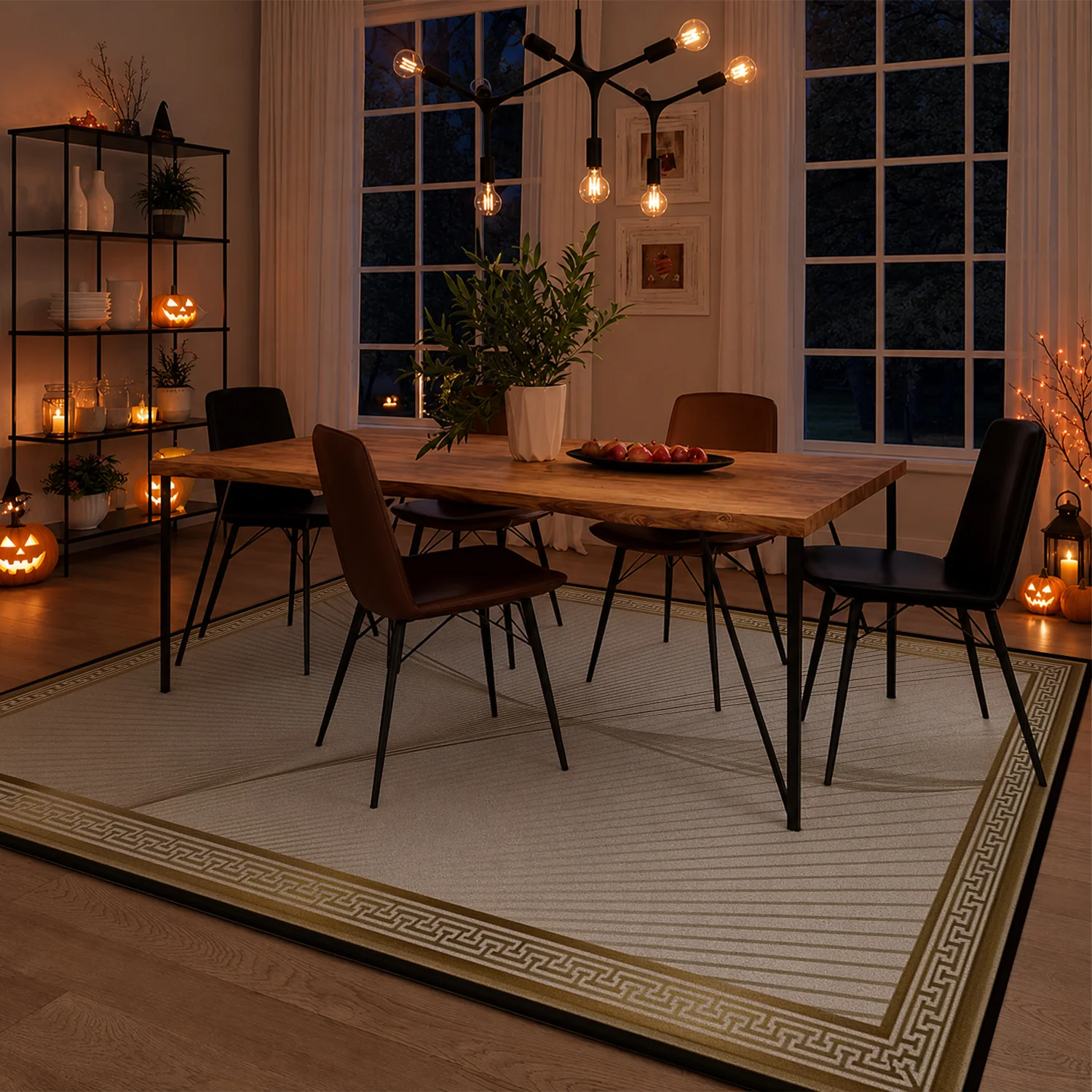Large Indoor Area Rug Soft Velvet Low Pile Non-Slip Dotted Backing Machine Washable Modern Abstract Geometric Line Beige Gold Rug for Living Room Bedroom Home Decor