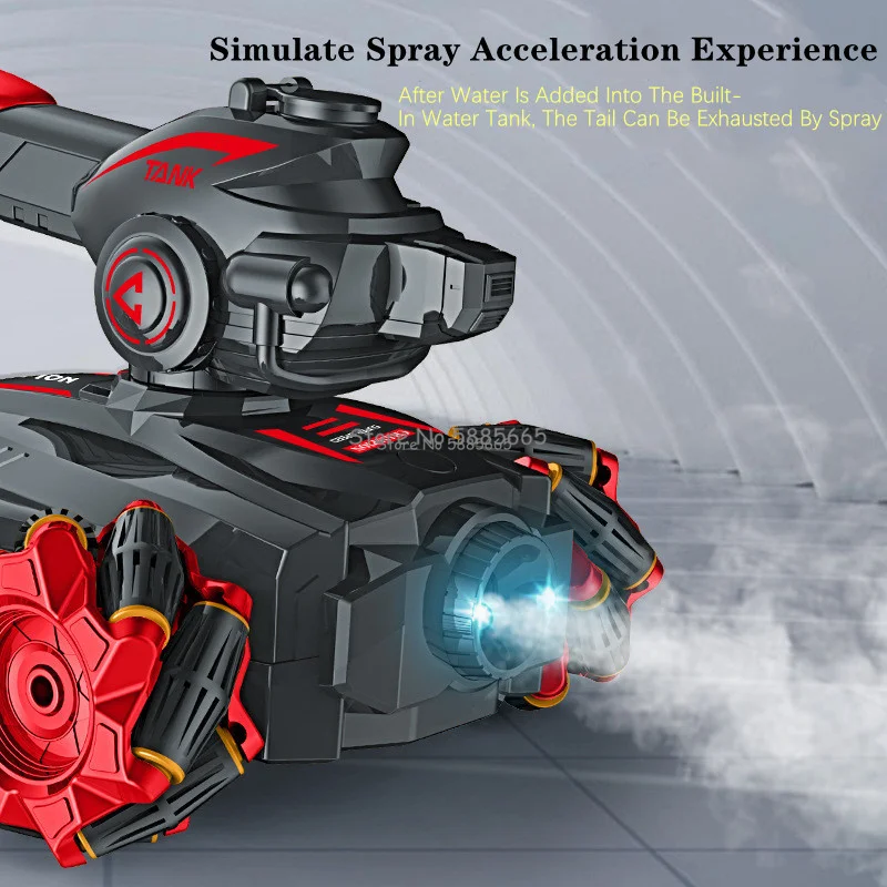 Watch Sensing Water Bull Launch Stunt Remote Control Tank 2.4G Spray 360 ° High-Speed Rotating Omnidirectional Drive RC Tank Toy