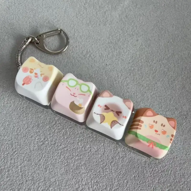 Niedlicher Katzen-Mechanischer Tastaturschalter-Tester Kawaii Tastenkappe Schlüsselanhänger Kreatives Fidget-Spielzeug Taschenanhänger Geschenke für Katzenliebhaber – Detail 3
