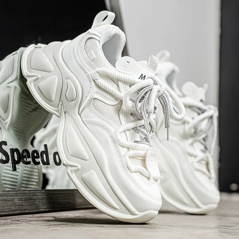 

Chunky Sneakers Mens Designer Soft Sole Sport Shoes Fashion Casual Leather Fabric Breathable Height Increased Platform Gym Shoes