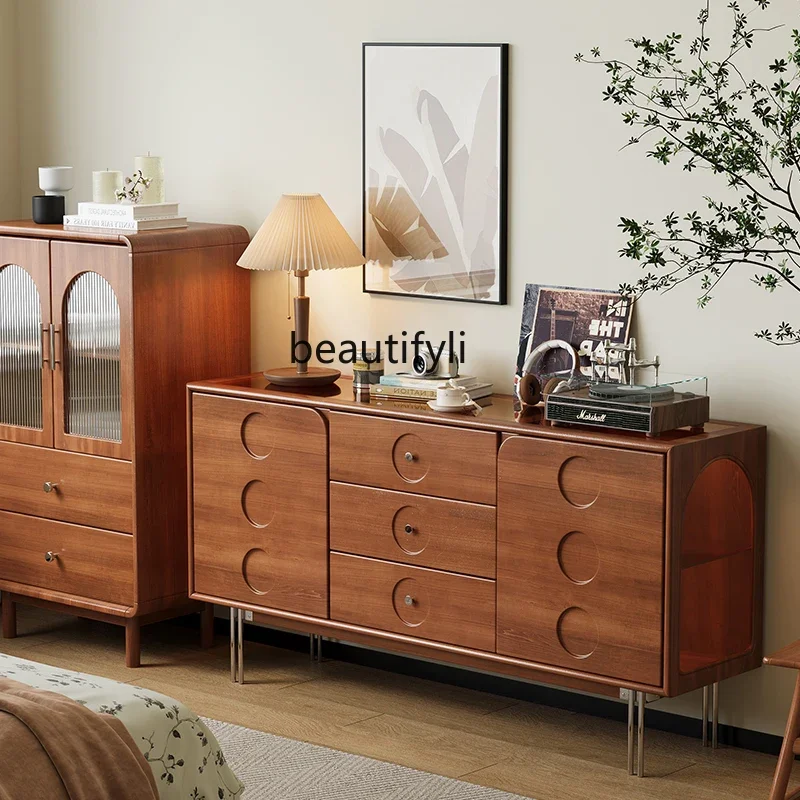 

ss7304Retro Solid Wood Chest of Drawers Storage Chest of Drawer French Sideboard Cabinet Living Room Bedroom Wall Locker
