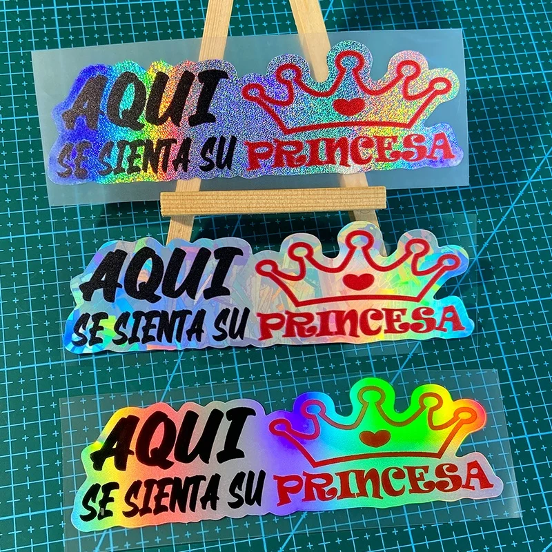 

1 шт. AQUI SE SIENTA SU PRINCESA в испанском стиле, автомобильная наклейка, водонепроницаемая для авто, оконное украшение интерьера, забавные виниловые наклейки