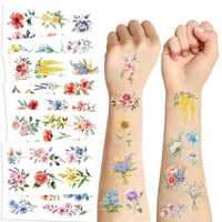 10 Sheets/Set Watercolor Lavender Flower Temporary Tattoos For Body Art Arm Fake Flora Adults Tattoo Sticker Waterproof Tatoos