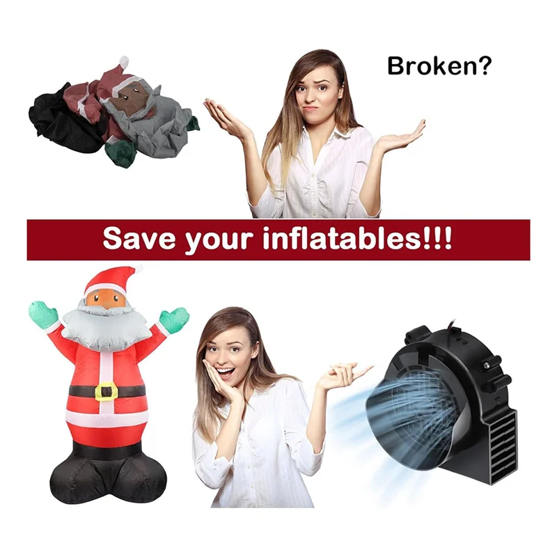 Inflatable Fan Replacement With 1.5A Air Fan Blower, Adapter, And 3 Leds Bulbs Light String For Christmas In US Plugs US PLUG