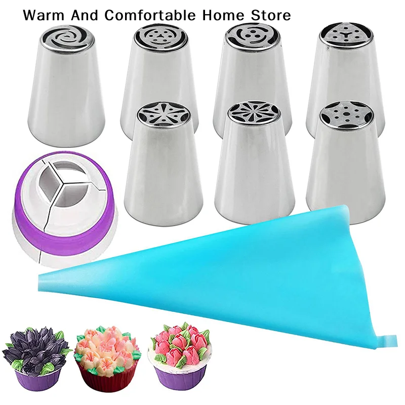 【SE】7/11Pcs/Set Russian Tulip Icing Piping Nozzles Stainless Steel Flower Cream Mousse Pastry Tips Nozzles Cake Decorating Tools