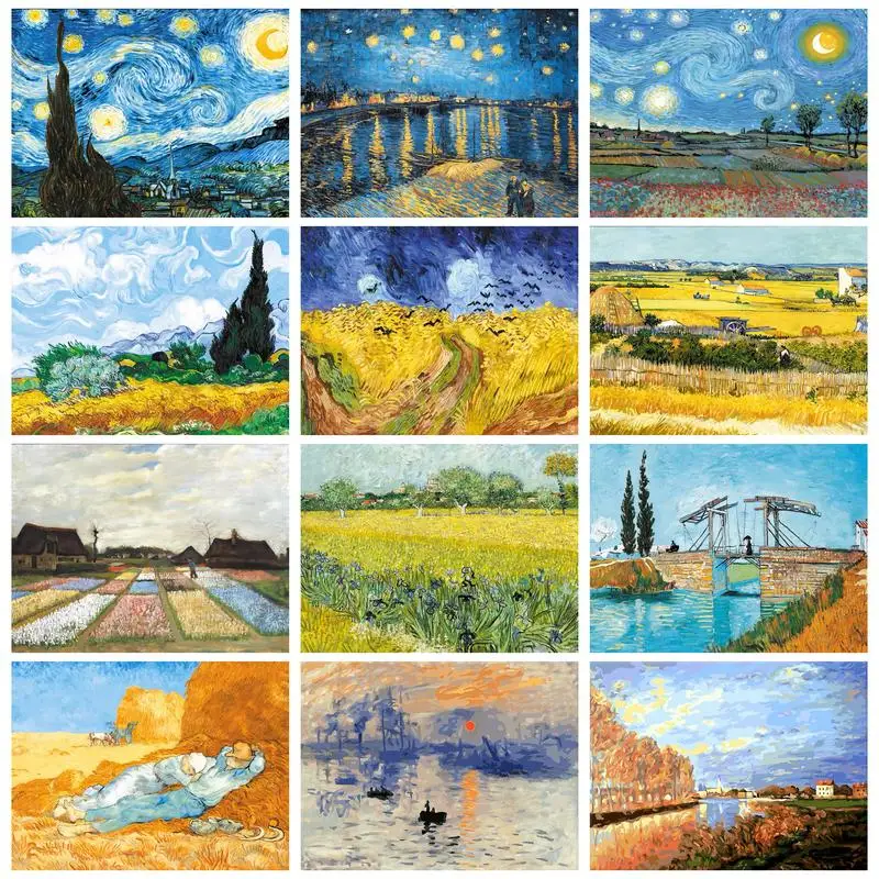 

CHENISTORY Oil Painting By Numbers Abstract Landscape Coloring By Numbers Gift Handicrafts Famous Pictures Paint Kit Home Garden