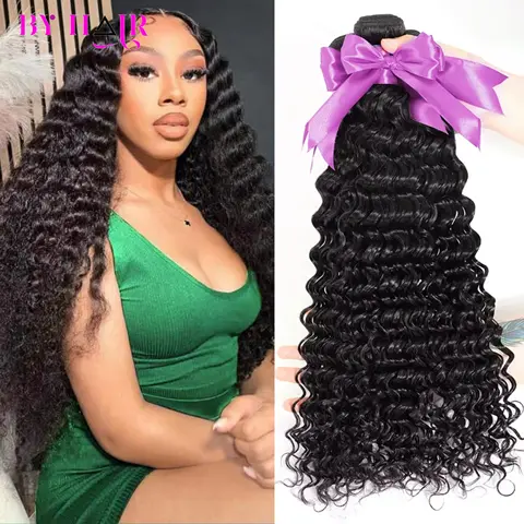 12A 32Inch Deep Wave Human Hair Bundles For Women Peruvian Weaving 100% Human Hair Extensions Curly Deep Wave Human Hair Bundles
