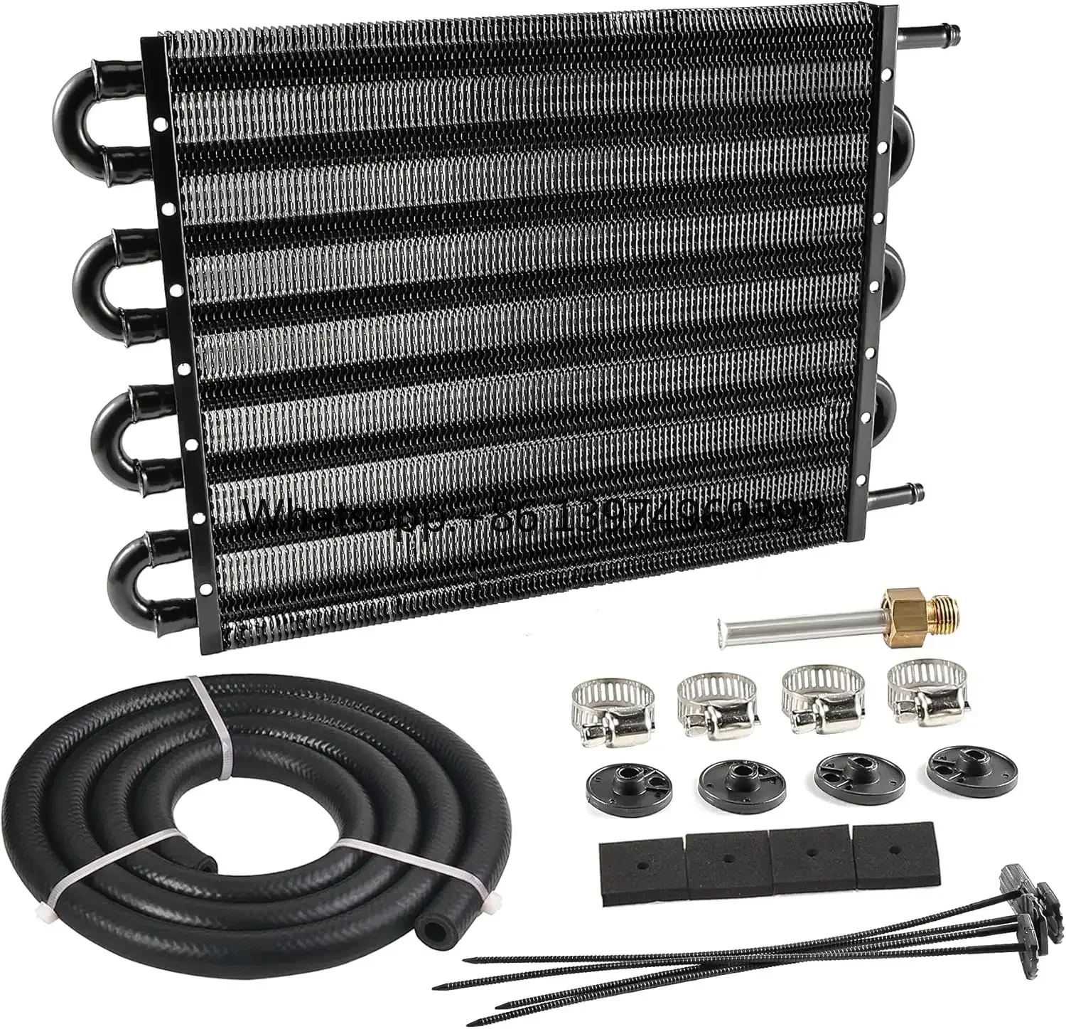 Universal Aluminum Transmission Oil Cooler Kit-6/8/10 Row Intercooler for GM&More Automatic/Manual Transmission Cooling Radiator