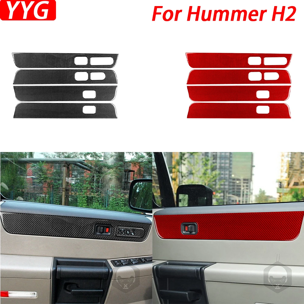 

Для Hummer H2 2003 2004 2005 2006 2007 Накладка на внутреннюю дверную панель из настоящего углеродного волокна, декоративные аксессуары для салона автомобиля, наклейка