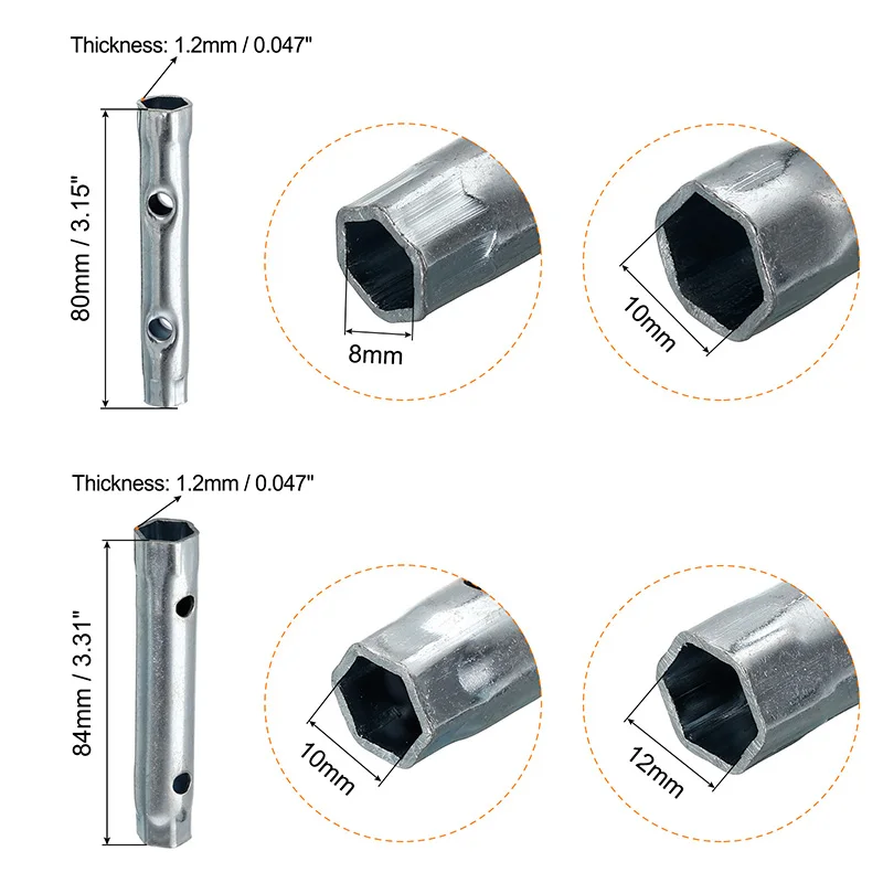 3 Pcs Spark Plug Wrench 16/18mm 10/12mm 8/10mm Dual Ended Wrench Socket Tool Spanner Set with Torque Bar Handle For Car Auto