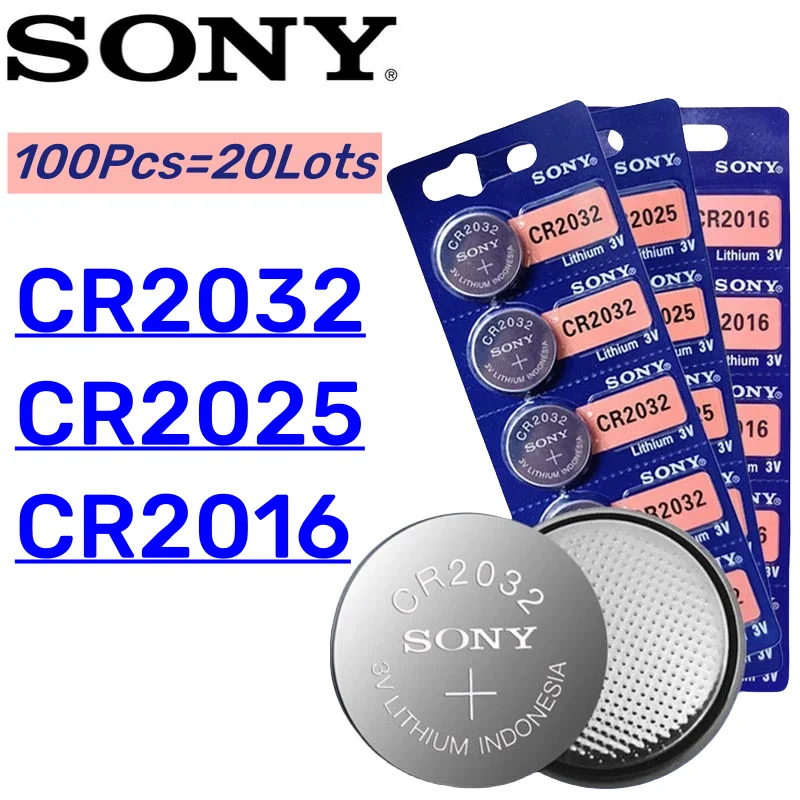 100Pcs Original SONY CR2032 battery CR2025 CR2016 CR 2032 CR 2025 CR 2016 3V Lithium Batteria For Watch Calculator Clock Remote