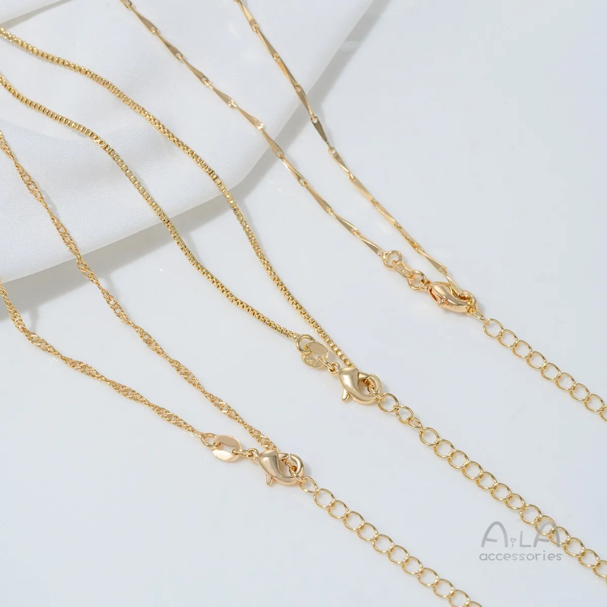 14K Gold-plated Collarbone Chain O-chain Water Wave Chain Ingot Chain DIY Handmade Bracelet Jewelry Accessories Material