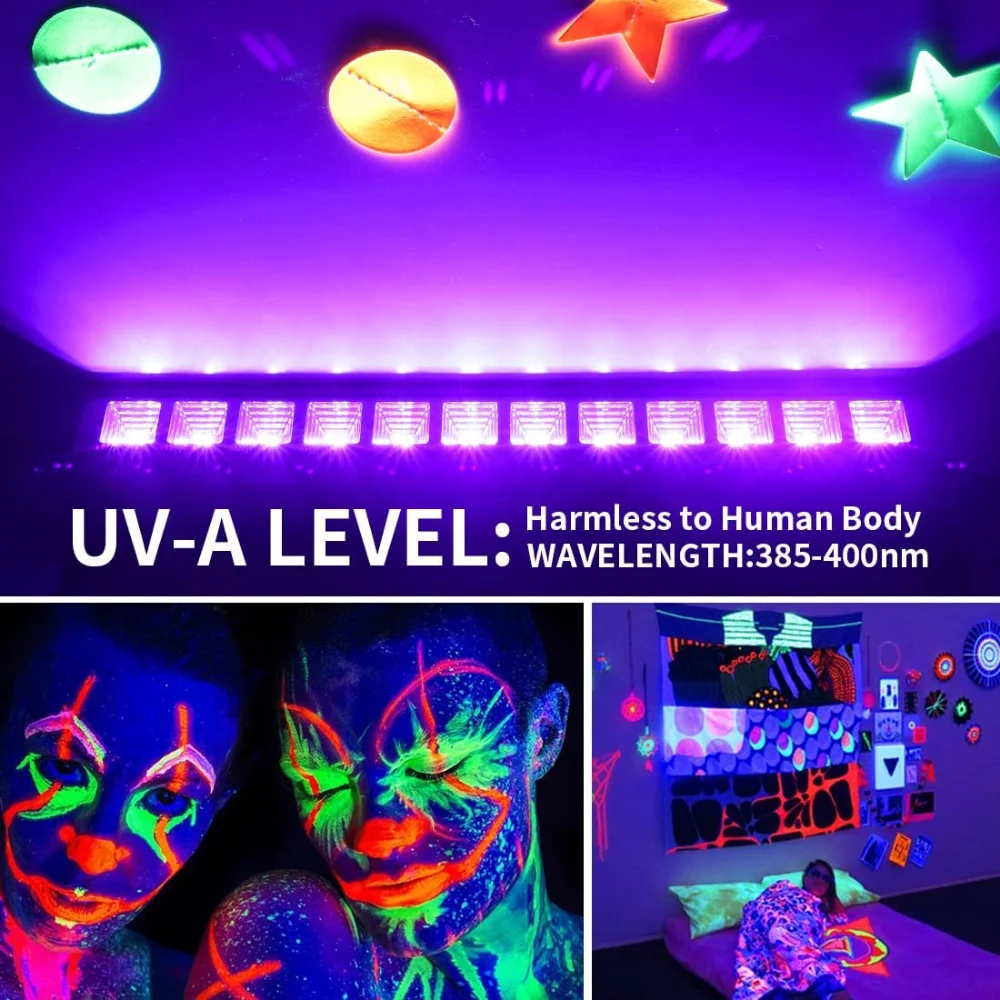 40 LED Black UV Light 38W Blacklight Bar Switch Light Up Glow in the Dark Party Supplies for Halloween Fluorescent Poster Stage