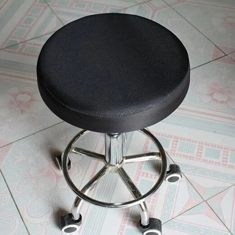 1Pcs PU Leather Chair Seat Cover with Elastic Bands Waterproof Round Chair Cover 28-40cm All Inclusive Stool Seat Cushion Cover
