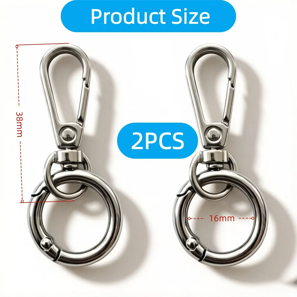 2-10 pcs Swivel Clasp Clip, Metal Swivel Snap Hooks, Double Opening Key Chain Clip with Key Ring for DIY Crafts Lanyard Making image 2