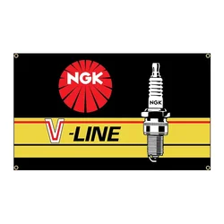 3x5 Ft Printed Flag NGK Spark Plugs 4 Hole Flag Racing Car Moto Banner Decoration Tapestry