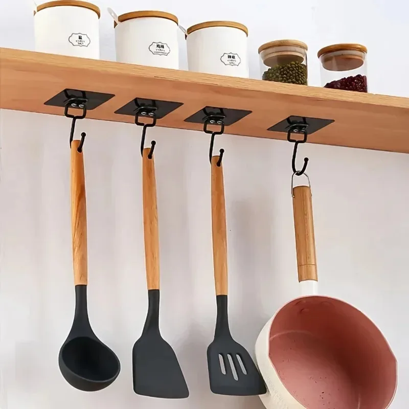 5-20 Pcs Self Adhesive Hooks Rotating Waterproof Strong Hook Holder Wall Door Storage Hanging Hooks Kitchen Bathroom Organizer image 6