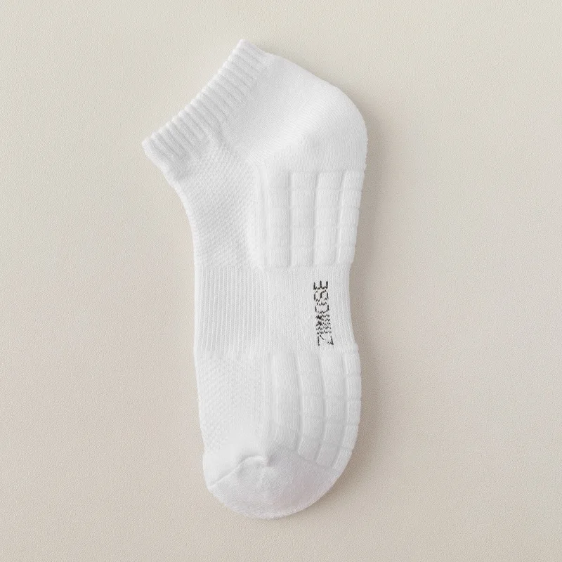 Loop-Knit Breathable Cotton Towel-Back Basketball Socks Comfortable Solid-Color Athletic Mid-Calf Socks