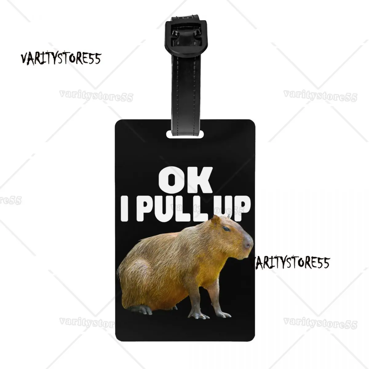 Custom Ok I Pull Up Capybara Luggage Tag Travel Bag Suitcase Privacy Cover ID Label