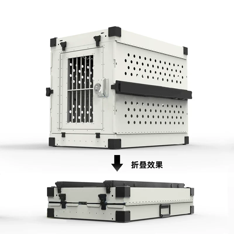 Heavy Duty Fully Collapsible Dog Crate Aluminium Alloy Medium and Large Dog Crate Folding Pet Car Crate Camping