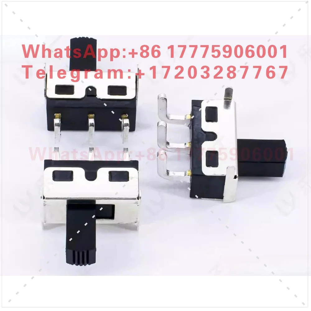 100PCS  Switch SS2D11 single row 3-pin 2-gear 90 degree bent leg with bracket plug-in board power side sliding switch