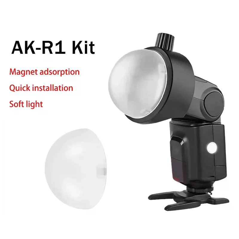 1Pc AK-R11 Magnetic Dome Diffuser Replacement For V1 Round-Head Flash/for AD200/AD200Pro/for Flash Series V1/S-R2 Spare Part