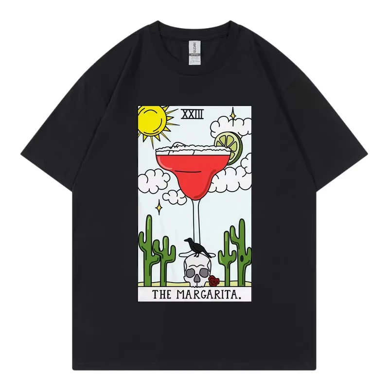 Margarita Tarot Reading Future Card Funny Meme T Shirt Fashion Y2k Short Sleeve T-shirts Men Women Casual Loose Cotton T-shirt