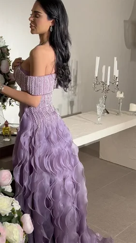 Imagen 2 del producto Personalizado Formal Retro de alta calidad de moda gasa plisado acanalado rebordear bola cuello barco vestidos largos vestidos de graduación exquisitos