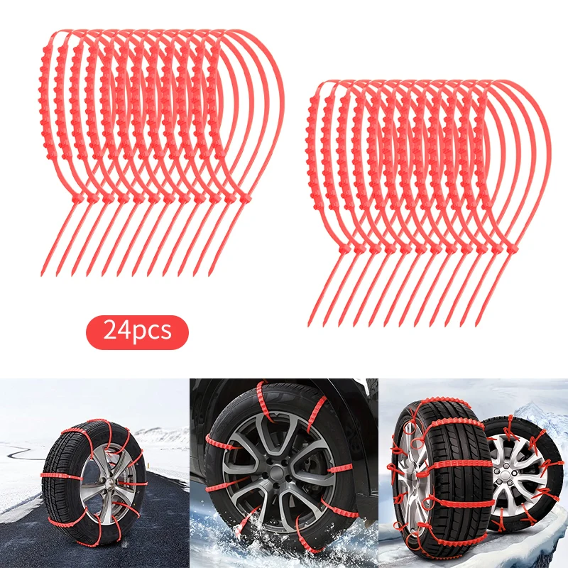 AAZRZR 24pcs Car Truck Anti skid Nylon Tyre Chains Snow Mud Snow Chains Car Security Tire Belt Cable Snow Tire Chain Snow Chains