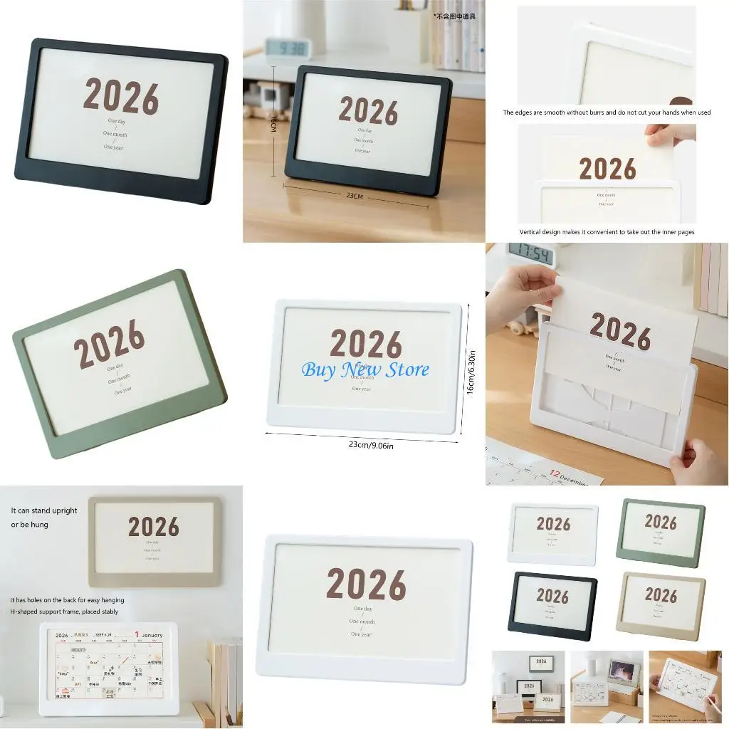 20CE 2026オフィスデスク組織のための調整可能な傾斜角度とフォトフレームを備えた多機能カレンダースタンド